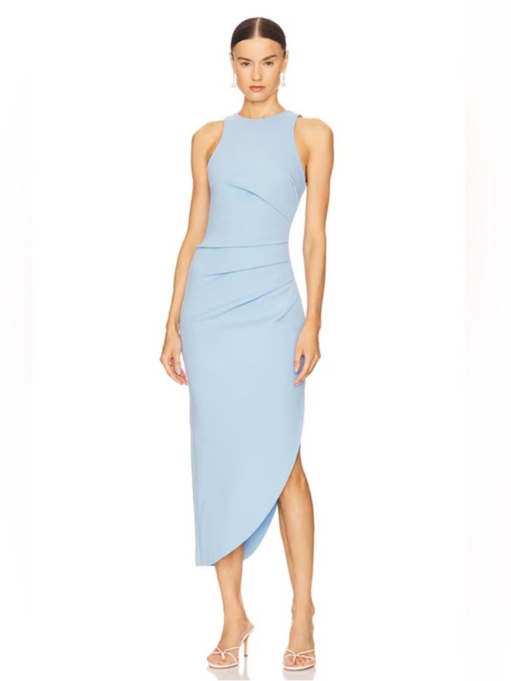 MISHA X Revolve Ida‎ Dress in Powder Blue Midi Women Size 2 (XS) Short Sleeve